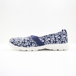 Lands' End Blue Canvas Floral Lightweight Comfort Slip On Flats - 9 D NWOB